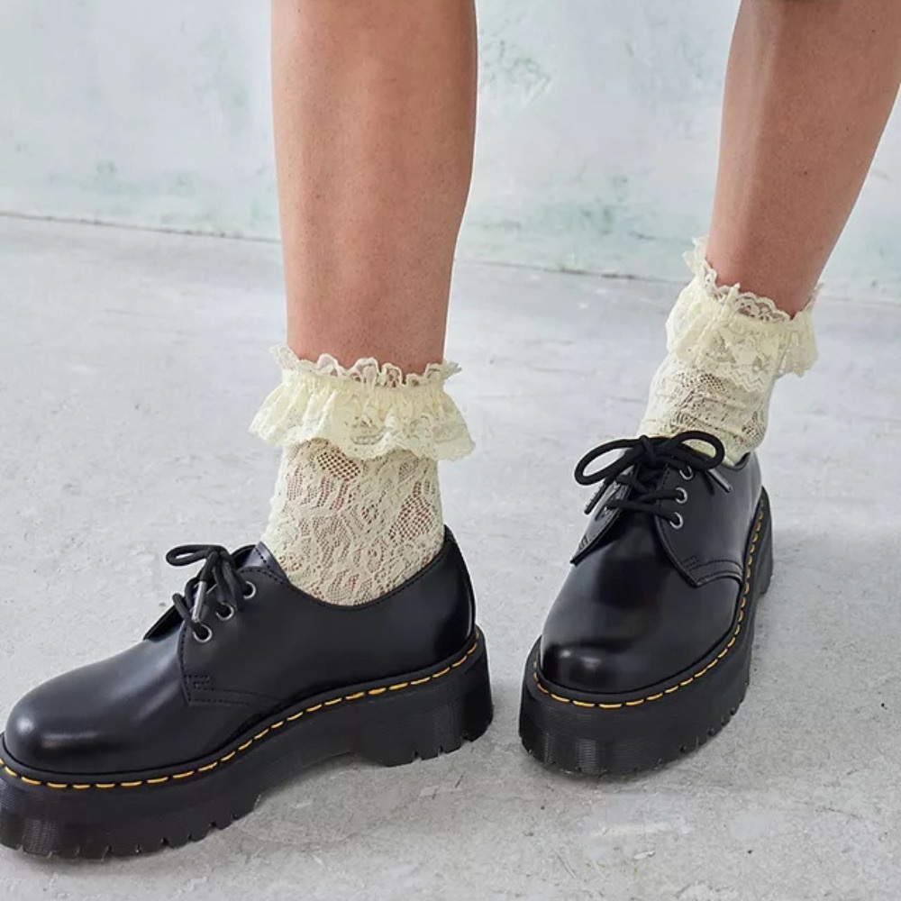 NWOT Dr. Martens Holly Platform Oxford Black Buttero Leather Quad Sole Size 5 - Picture 6 of 11